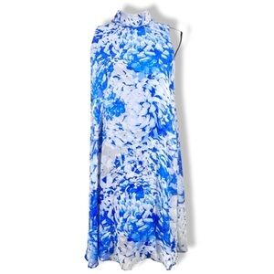 Eliza J floral print shift dress white/blue